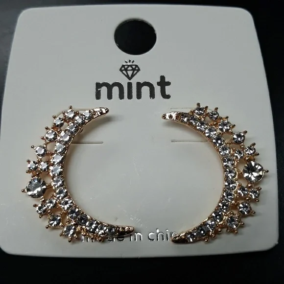 3 For $15 New Elegant Crystal Crescent Moon Earrings - Picture 3 of 9